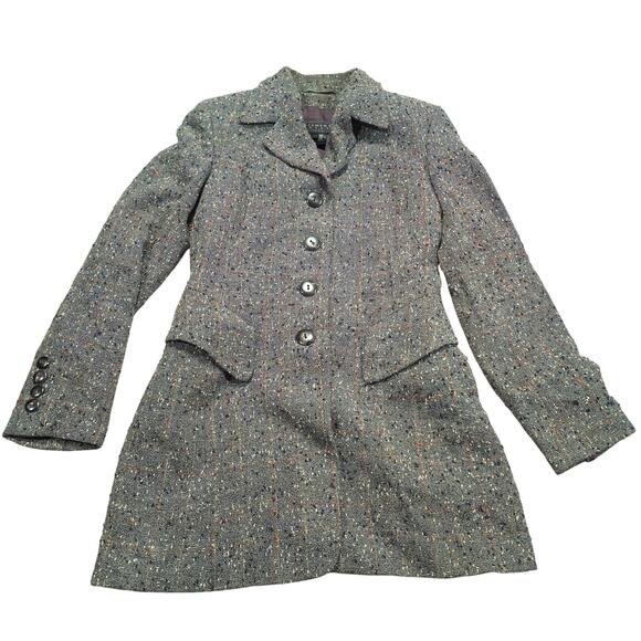 Elements Escada Green Confetti Tweed Blazer Jacket Women Size 34 US S Wool Blend - Picture 1 of 7